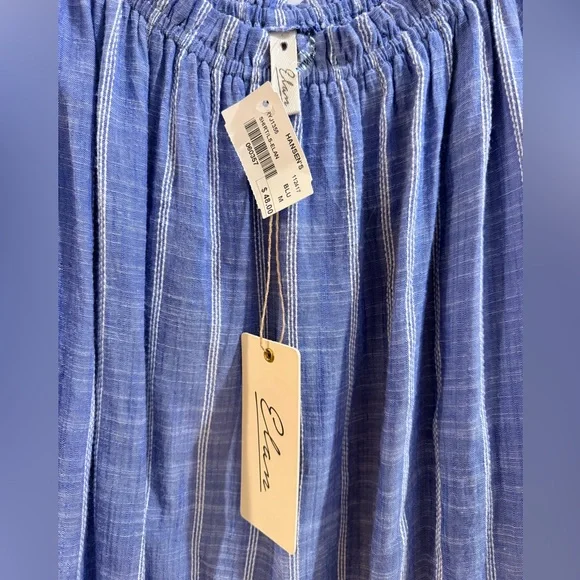 Elan Light Blue Stripe Off-Shoulder Blouse - Picture 3 of 5